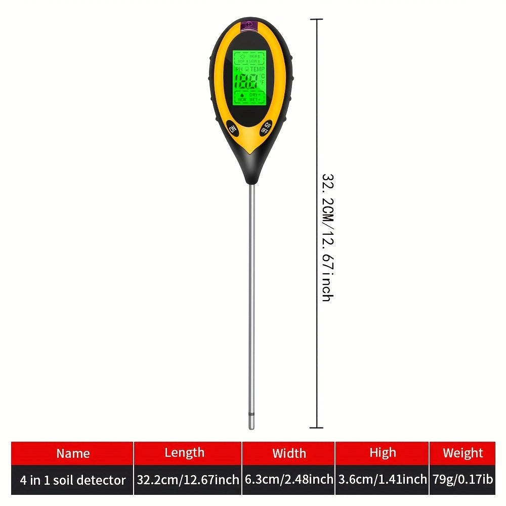 1pc 4-in-1 Electronic Soil Detector, PH Tester, Light Meter, Acid And Alkali Detection