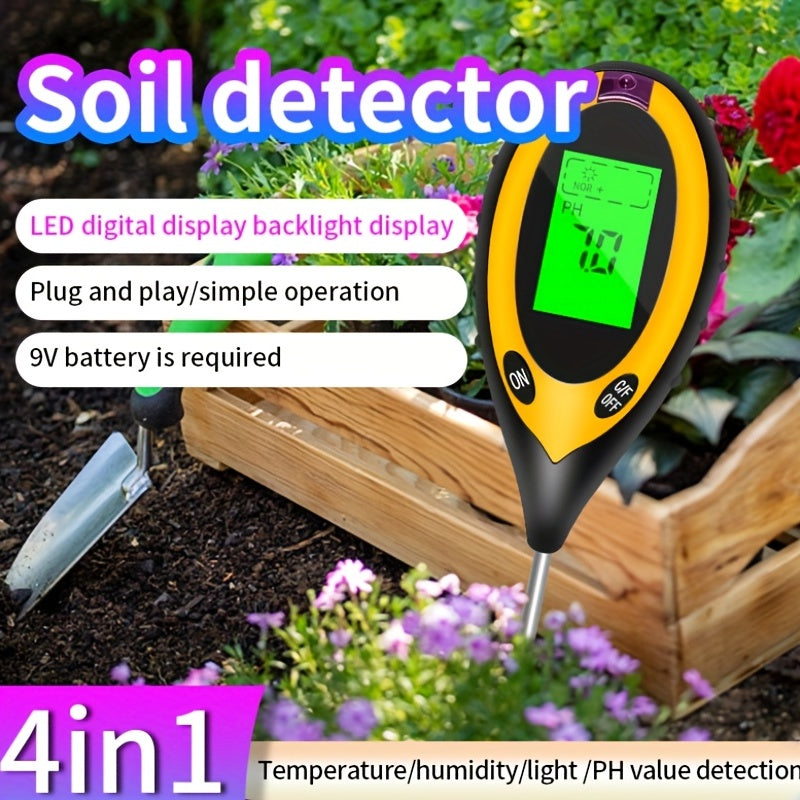 1pc 4-in-1 Electronic Soil Detector, PH Tester, Light Meter, Acid And Alkali Detection