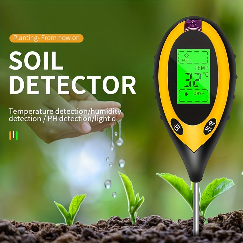 1pc 4-in-1 Electronic Soil Detector, PH Tester, Light Meter, Acid And Alkali Detection