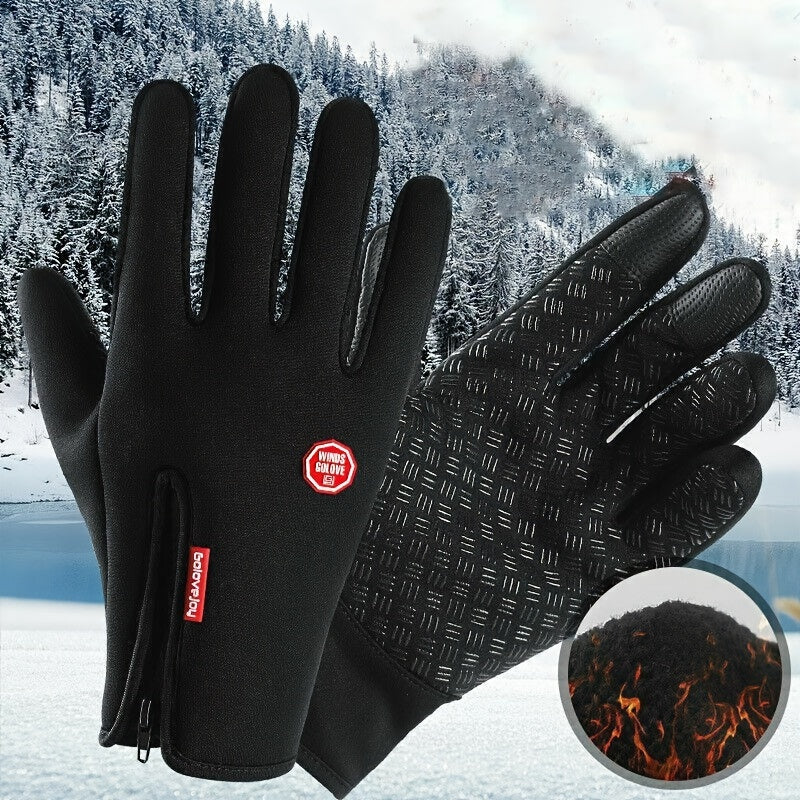 1pair Warm And Waterproof Touchscreen Gloves For Winter Sports