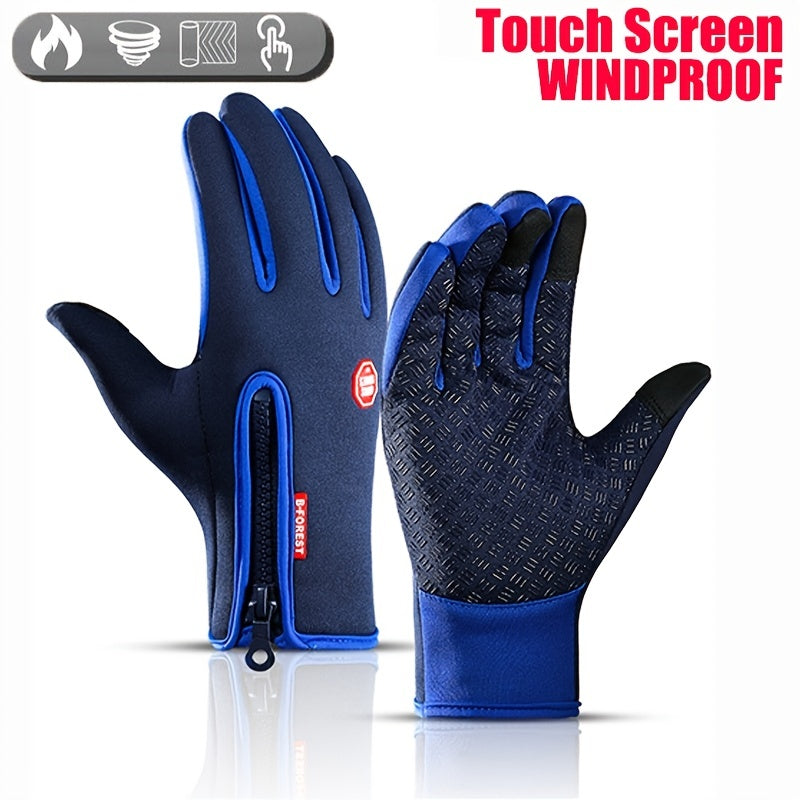 1pair Warm And Waterproof Touchscreen Gloves For Winter Sports