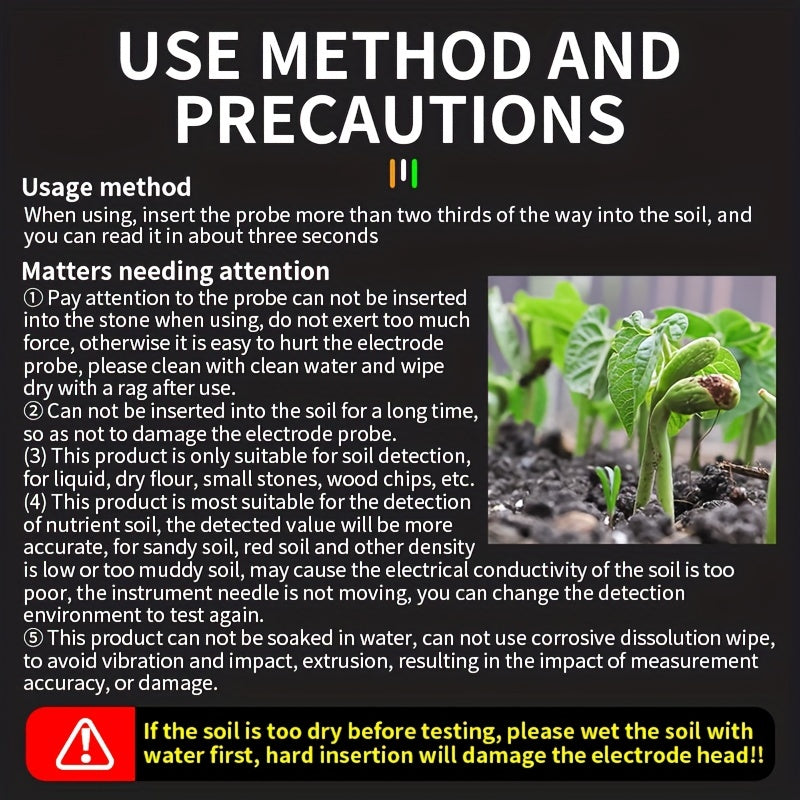 1pc 4-in-1 Electronic Soil Detector, PH Tester, Light Meter, Acid And Alkali Detection