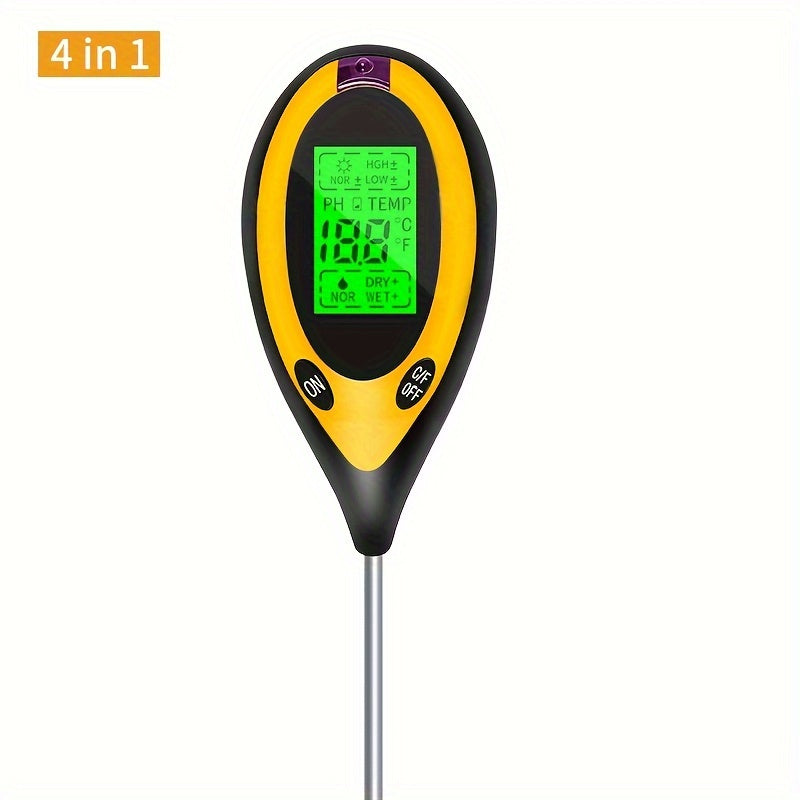 1pc 4-in-1 Electronic Soil Detector, PH Tester, Light Meter, Acid And Alkali Detection